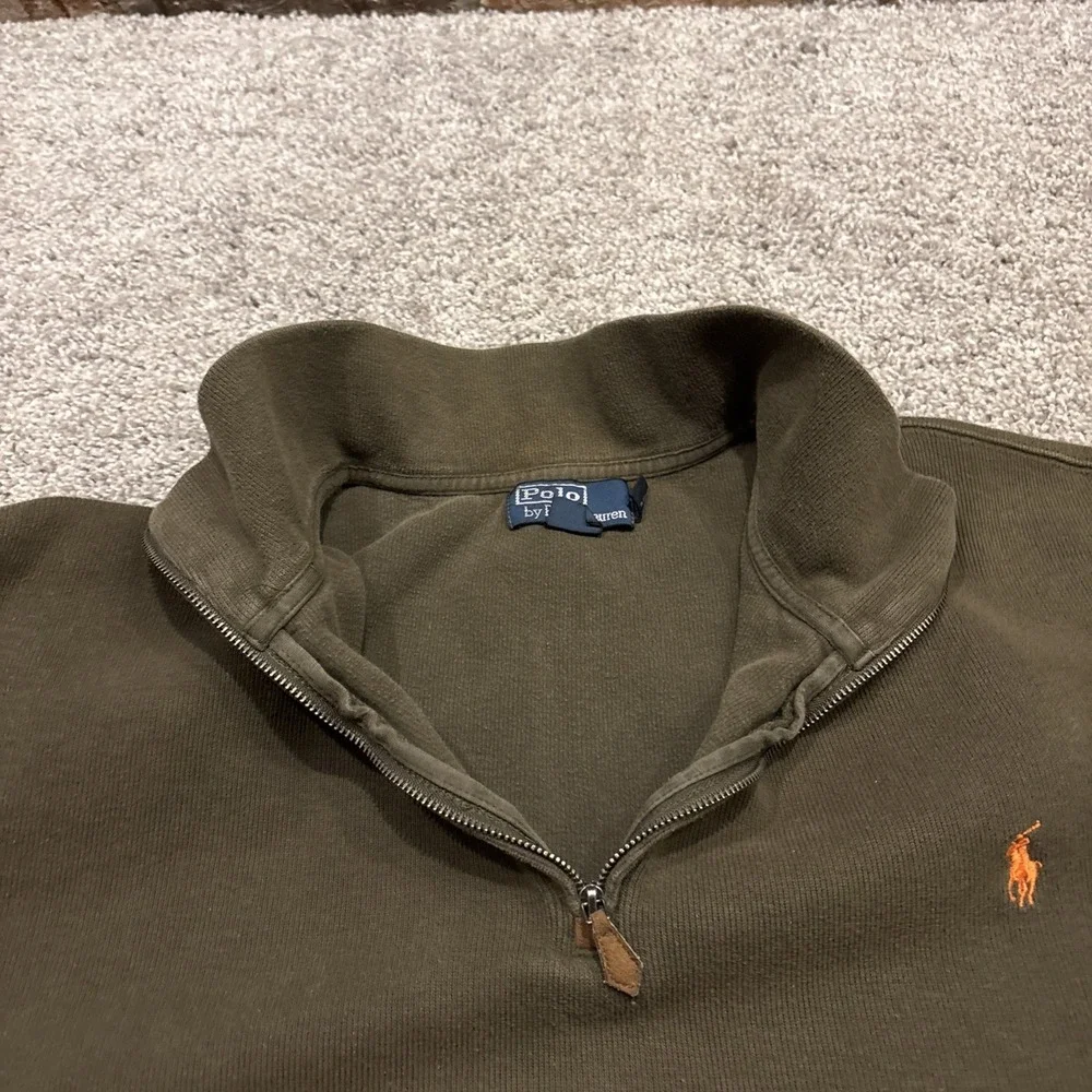 Mens Polo Ralph Lauren 1/4 Zip Pullover Sweater Olive Orange Size 2XLT Tall